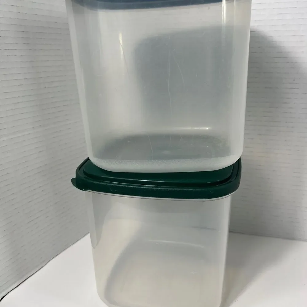Set Of 2 Food Storage Container With Green Lid 6.5